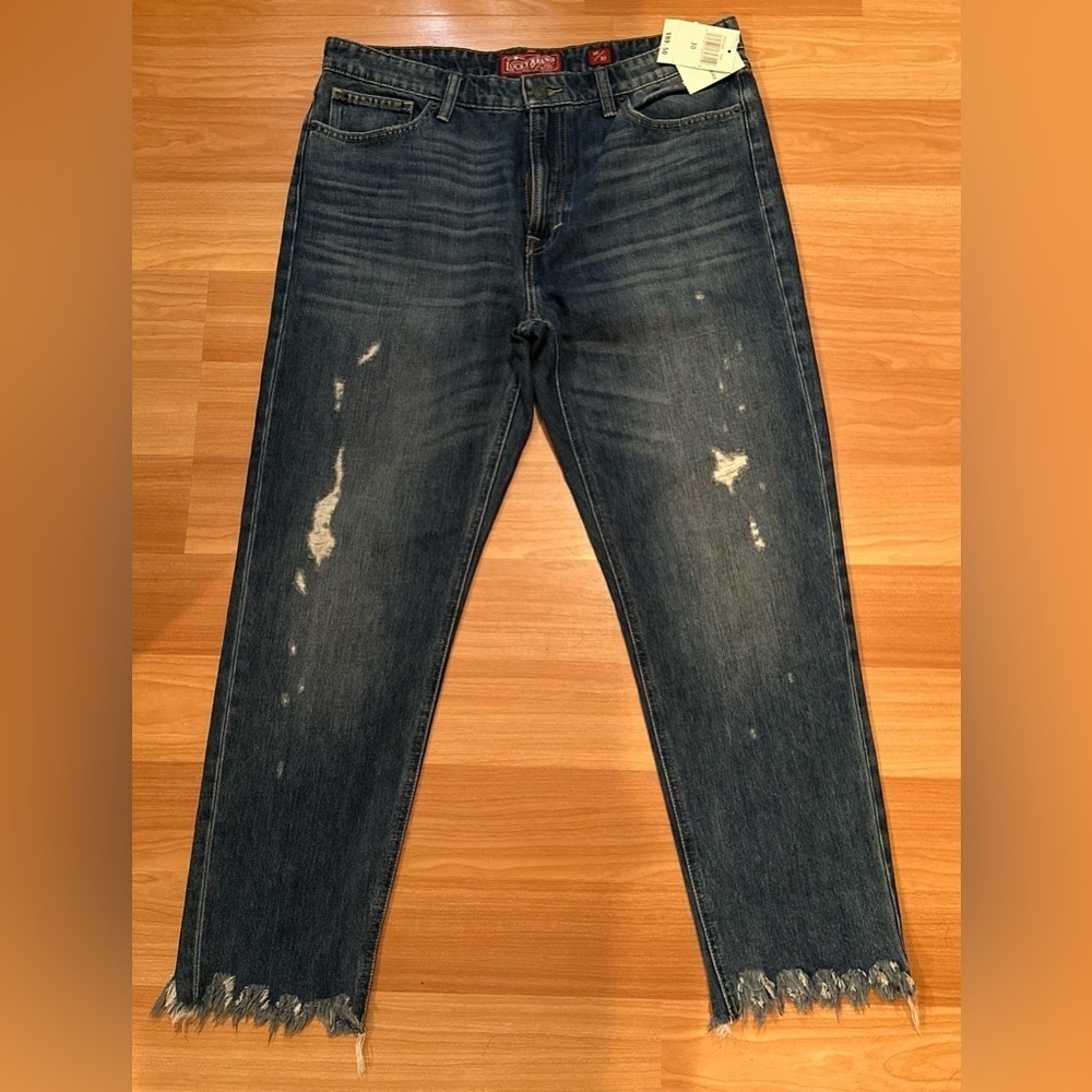 NWT Lucky Brand Sienna Slim Boyfriend Raw Hem Tag Size 10/30 Measures 34/26